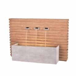 Kaemingk Rectangular Rib Fountain With Wooden Look Water Feature