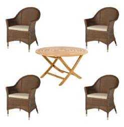 Alexander Rose Roble Bengal Folding Table & San Marino Weave Armchair Set