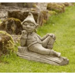 Border Stoneware Pixie On Log