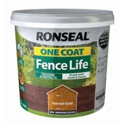 Ronseal One Coat Fence Life 5L -Landscaping ronseal one coat fence life harvest gold