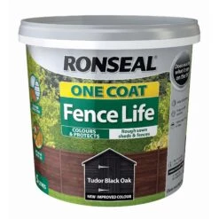 Ronseal One Coat Fence Life 5L -Landscaping ronseal one coat fence life tudor black oak