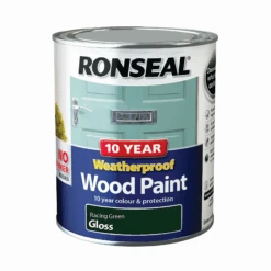 Ronseal 10-Year Weatherproof Gloss Wood Paint -Landscaping ronseal racing green gloss wood paint 0 75